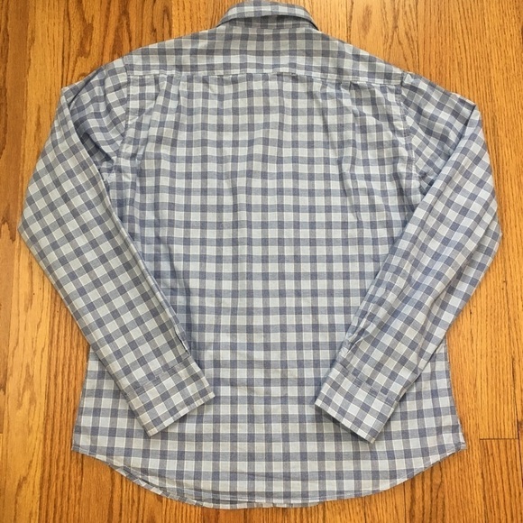 Bowery & Broome Cotton Blue Plaid Long Sleeve Button Down Shirt - Picture 11 of 13